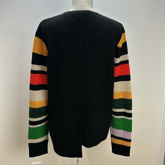 Nine West Stripe Asymmetrical Hem Knitted Sweater L Soft Comfortable Casual - Picture 2 of 11